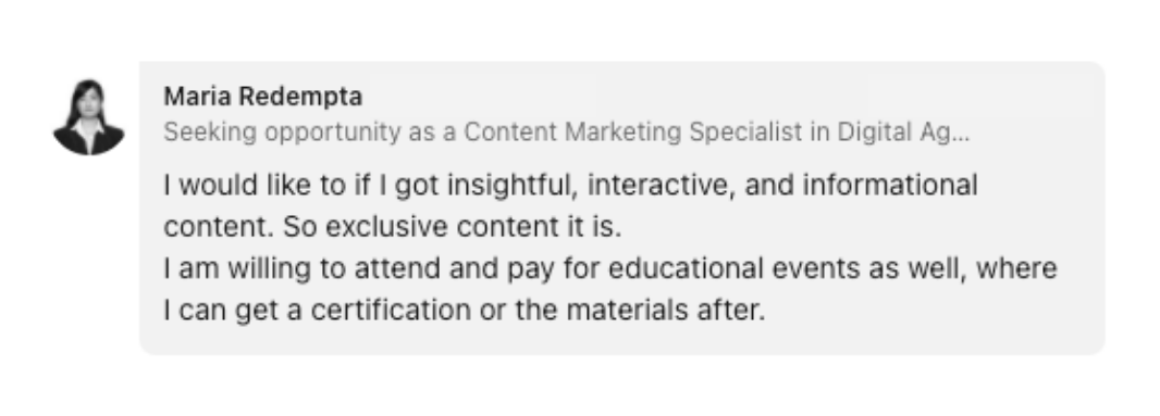 online event exclusive content